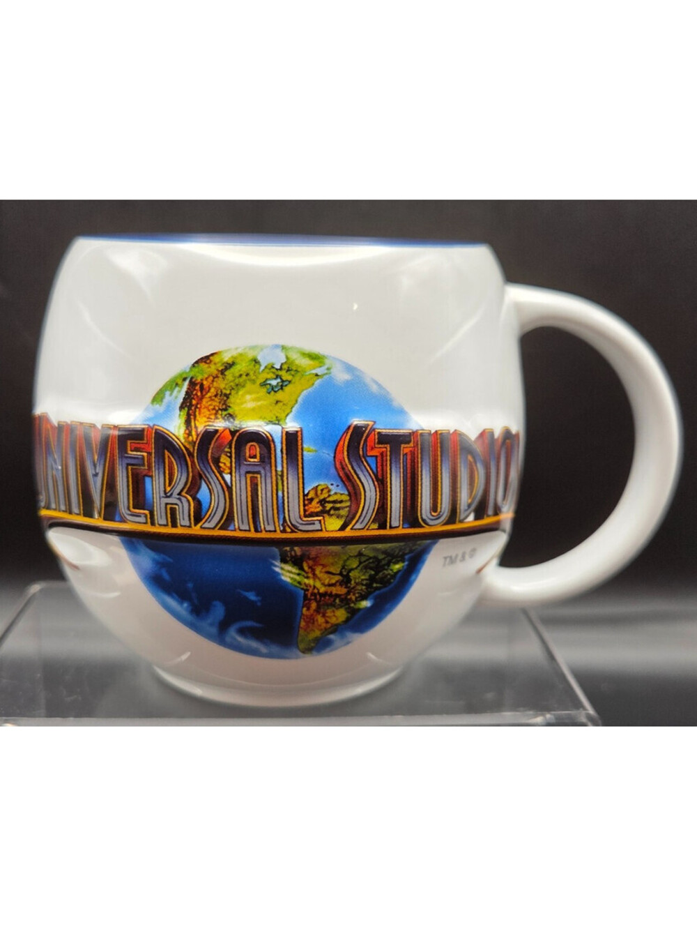 Collectible 2012 Universal Studios 3D Globe Logo Coffee Mug - White/Blue Ceramic